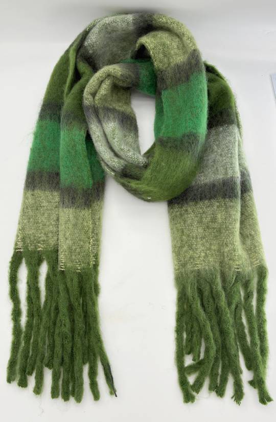 Cosy Checked Scarf Olive & Mint